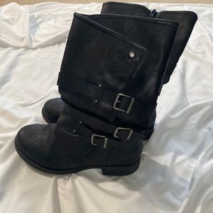 Black mid calf boots